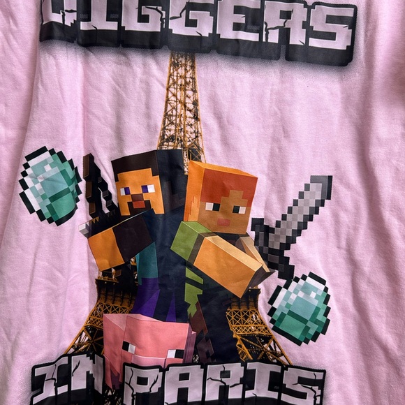 Minecraft Diggers in Paris Pink Short Sleeve Tee - Picture 2 of 3